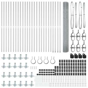 Schweißdrahtzaun mit 13 Flanschpfosten 1,2x50 m verzinkter Stahl