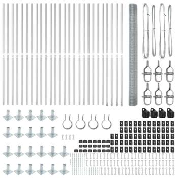 Geschweißter Drahtzaun mit 13 Flanschpfosten 1.4x50 m Galvanisierter Stahl
