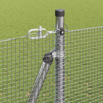 Schweißdrahtzaun mit 13 Flanschpfosten 1,5x50 m Feuerverzinkter Stahl