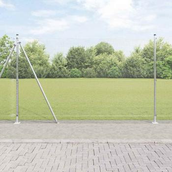 ARDEBO.de - Geschweißter Drahtzaun mit 13 geflanschten Pfosten 1,6x50 m Verzinkter Stahl