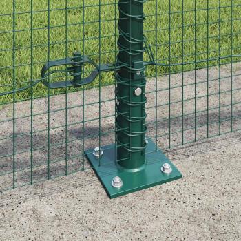 Schweißdrahtzaun mit 7 Flanschpfosten Grün 0.4x10 m Stahl
