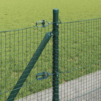 Schweißdrahtzaun mit 7 Flanschpfosten Grün 0.4x10 m Stahl