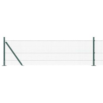 Schweißdrahtzaun mit 7 Flanschpfosten Grün 0.4x10 m Stahl