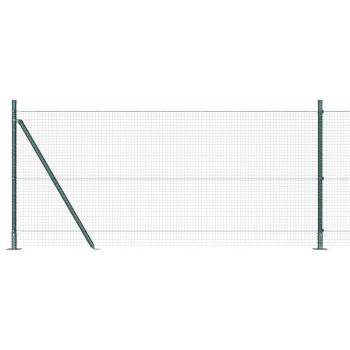 Schweissdrahtzaun mit 7 Flanschpfosten Grün 0.8x10 m Stahl