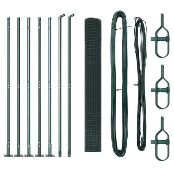 Zaunpfosten Set Set mit 2 Grün Metall mit Kunststoffbeschichtung