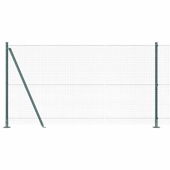 Geschweißter Drahtzaun mit 7 Flanschen Pfosten Grün 1,2x10 m Stahl
