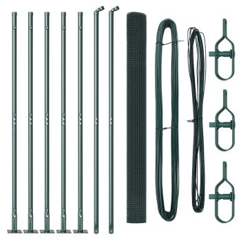 geschweißter Drahtzaun mit 7 Flanschpfosten grün 1,6x10 m Stahl