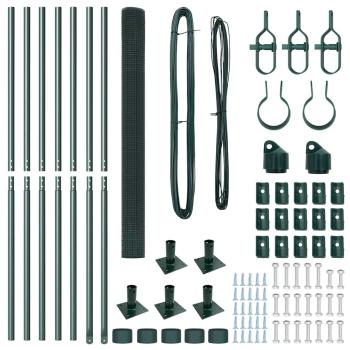geschweißter Drahtzaun mit 7 Flanschpfosten grün 1,6x10 m Stahl