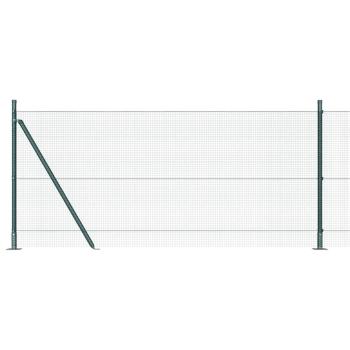 Geschweißter Drahtzaun mit 13 Flanschenzaunpfosten Grün 0.8x25 m Stahl