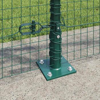 Geschweißter Drahtzaun mit 13 Flanschpfosten Grün 1x25 m Stahl