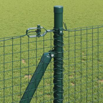 Geschweißter Drahtzaun mit 13 Flanschpfosten Grün 1x25 m Stahl