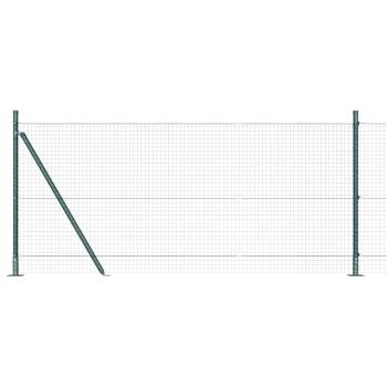 Geschweißter Drahtzaun mit 13 Flanschpfosten Grün 1x25 m Stahl