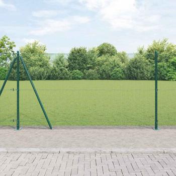 ARDEBO.de - Drahtzaun mit 13 Flanschpfosten grün 1,2x25 m Stahl