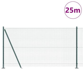 Drahtzaun mit 13 Flanschpfosten grün 1,2x25 m Stahl
