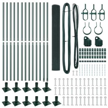 Drahtzaun mit 13 Flanschpfosten grün 1,2x25 m Stahl