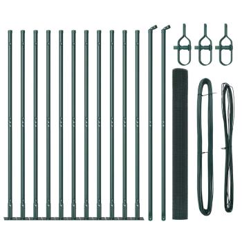 Gitterzaun mit 13 Flanschpfosten Grün 1.4x25 m Stahl