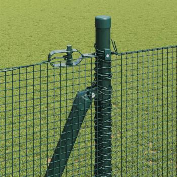 geschweißter Drahtzaun mit 13 grünen Pfosten 1,5x25 m Stahl