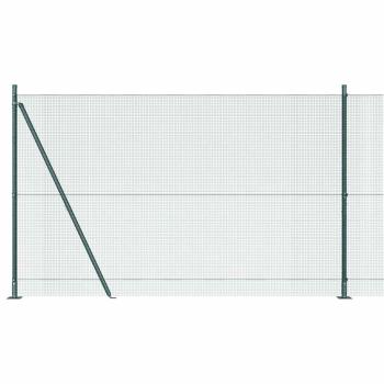 geschweißter Drahtzaun mit 13 grünen Pfosten 1,5x25 m Stahl