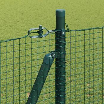 Schweißdrahtzaun mit 13 Flanschpfosten Grün 1,5x25 m Stahl