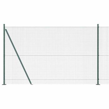 Schweißdrahtzaun mit 13 Flanschpfosten Grün 1,5x25 m Stahl