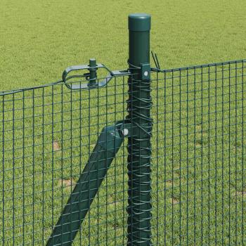 Geschweißter Drahtzaun mit 13 flanschförmigen Pfosten grün 1x50 m Stahl