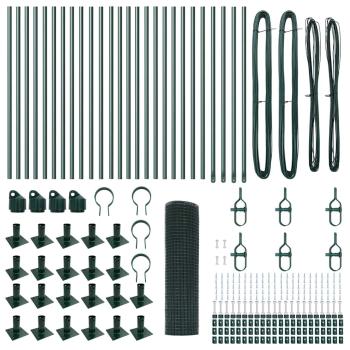 Schweißdrahtzaun mit 13 Flanschpfosten Grün 1x50 m Stahl