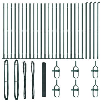 Schweißdrahtzaun mit 13 Flanschpfosten Grün 1,2x50 m Stahl