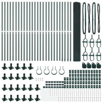 Schweißdrahtzaun mit 13 Flanschpfosten Grün 1,2x50 m Stahl