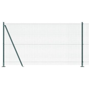 Schweißdrahtzaun mit 13 Flanschpfosten Grün 1,2x50 m Stahl