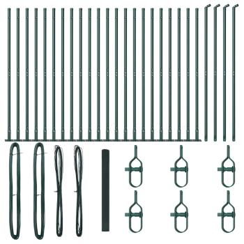 Geschweißter Drahtzaun mit 13 Flanschpfosten Grün 1.4x50 m Stahl