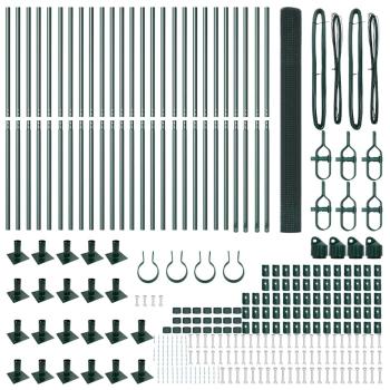 Schweissdrahtzaun mit 13 Flanschpfosten Grün 1,5x50 m Stahl