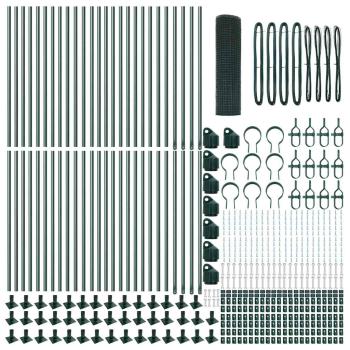 Geschweißter Drahtzaun mit 13 Flanschpfosten Grün 1x100 m Stahl