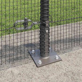 Zaunpfosten-Set 2er Set Grau Stahl 10 x 0.5 m Robust