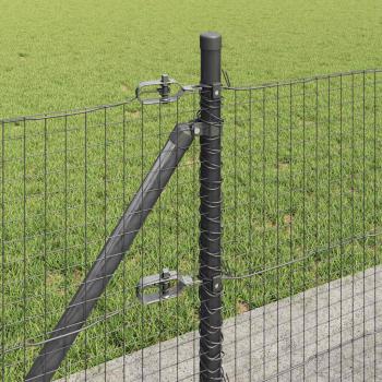 Zaunpfosten-Set 2er Set Grau Pulverbeschichteter Stahl 25 x 0.5 m