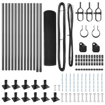Zaunpfosten-Set 2er Set Grau Pulverbeschichteter Stahl 25 x 0.5 m