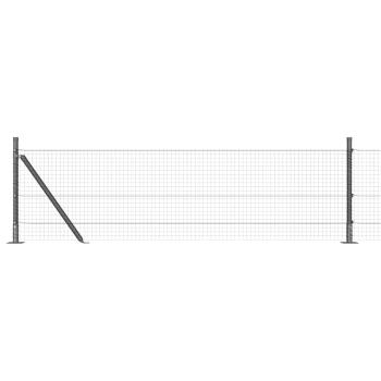 Zaunpfosten-Set 2er Set Grau Pulverbeschichteter Stahl 25 x 0.5 m