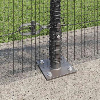 Zaunpfosten-Set Set mit 2 Grau Metall, Beton 25 x 1 m Langlebig
