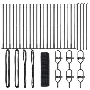 Schweißdrahtzaun mit 13 Flanschpfosten Grau 0.5x50 m Stahl