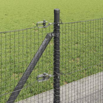 Geschweißter Drahtzaun mit 13 Flanschpfosten Grau 0.6x50 m Stahl