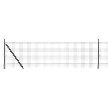 Geschweißter Drahtzaun mit 13 Flanschpfosten Grau 0.6x50 m Stahl