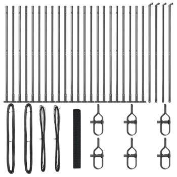 geschweißter Drahtzaun mit 13 Flansedpfosten Grau 1.2x50 m Stahl