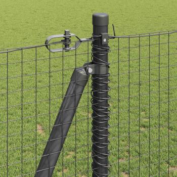 Geschweißter Drahtzaun mit 13 Flanschpfosten Grau 1,2x50 m Stahl
