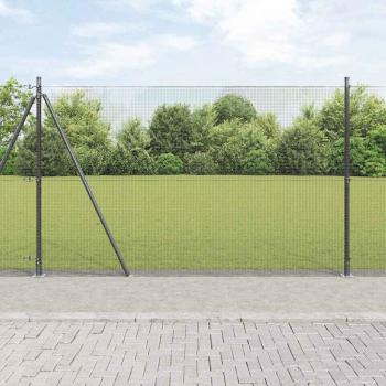 ARDEBO.de - Schweißdrahtzaun mit 13 Flanschpfosten Grau 1.4x50 m Stahl