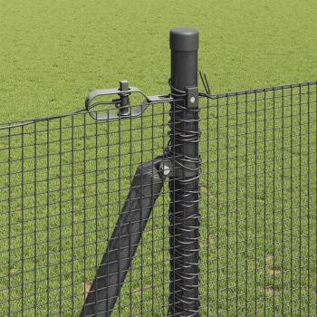 Schweißdrahtzaun mit 13 Flanschpfosten Grau 1.4x50 m Stahl