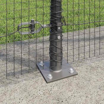 Welded Wire Fence mit 13 Flanschpfosten Grau 1,4x50 m Stahl