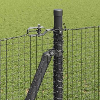 Welded Wire Fence mit 13 Flanschpfosten Grau 1,4x50 m Stahl