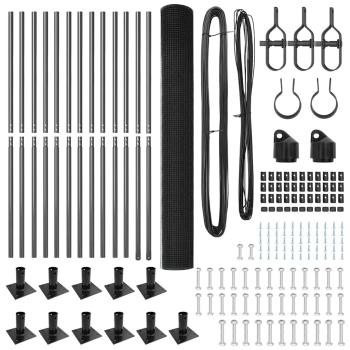 Welded Wire Fence mit 13 Flanschpfosten Grau 1,4x50 m Stahl