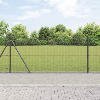 ARDEBO.de - Geschweißter Drahtzaun mit 13 Flanschpfosten Grau 1,4x50 m Stahl