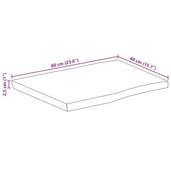 Tischplatte mit Baumkante 60x40x2,5 cm Massivholz Mango