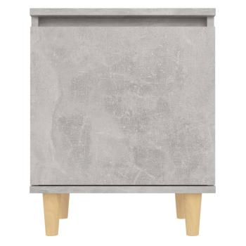 Nachttisch mit Massivholz-Beinen Betongrau 40x30x50 cm